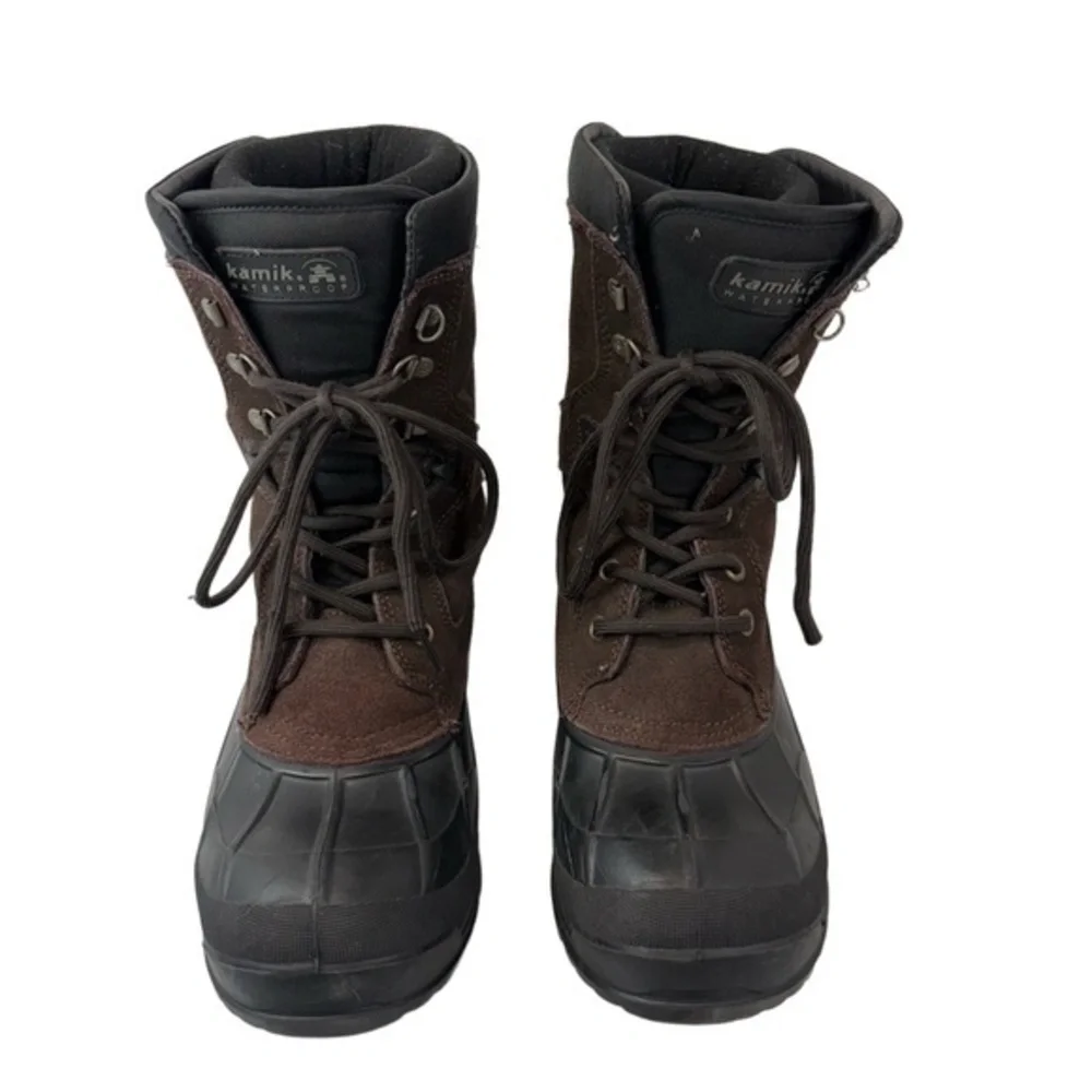 Kamik Mens Size 9‎ Brown Suede Lace-up Insulated Waterproof Boots